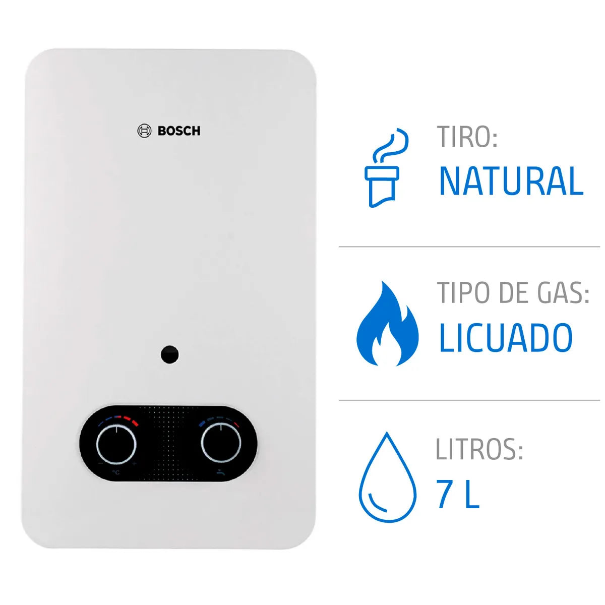 Calefont Tiro Natural Bosch Junkers Therm 1500 7 Litros, Blanco