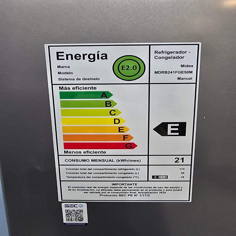 Refrigerador Bottom Mount Midea Mdrb241fge50m Silver 174 Lts