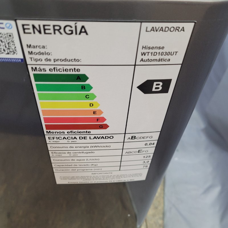 Lavadora Automática Hisense Wt1d1030ut Gris 10kg
