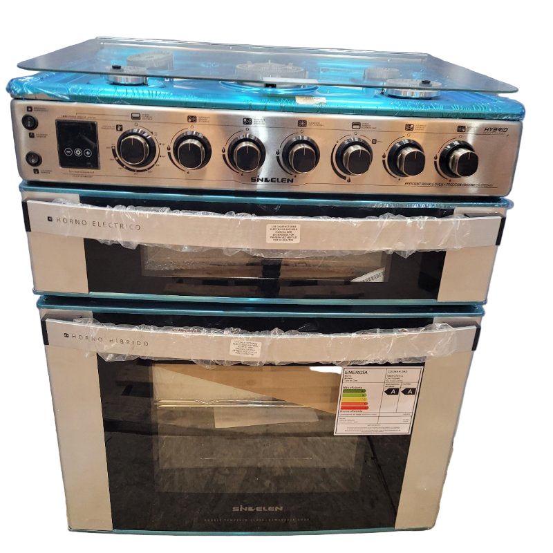 Cocina Hibrida Doble Horno 5 Quemadores Sindelen Ch-770dh Gris/ Negro