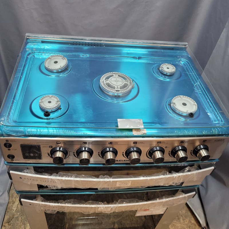 Cocina Hibrida Doble Horno 5 Quemadores Sindelen Ch-770dh Gris/ Negro