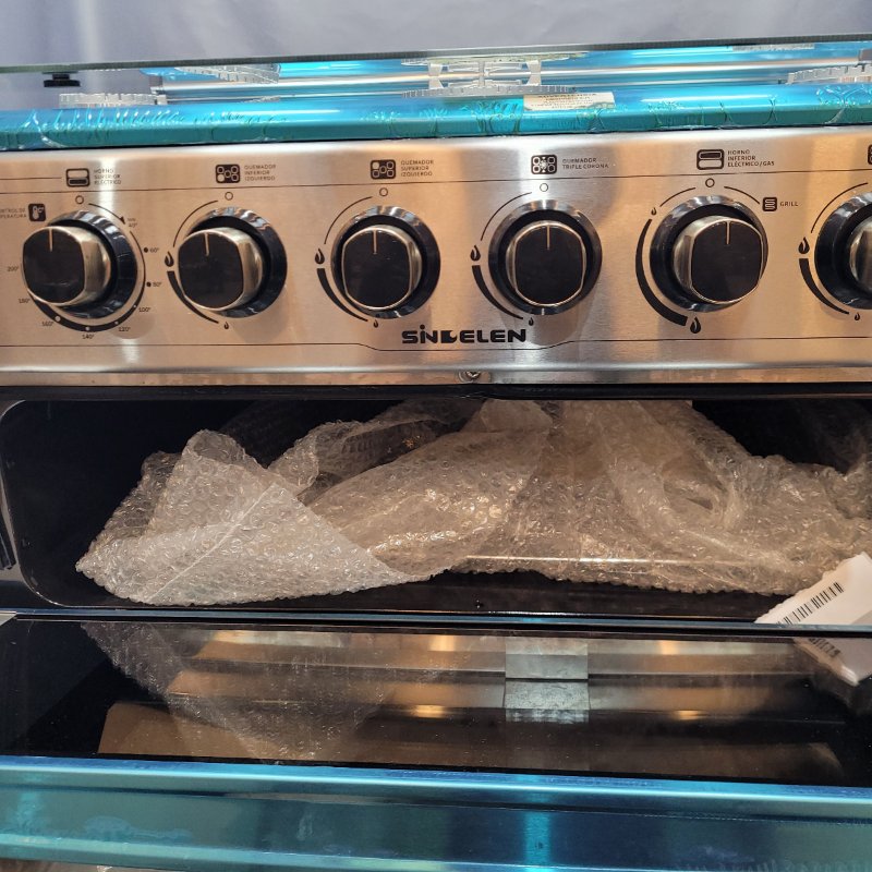 Cocina Hibrida Doble Horno 5 Quemadores Sindelen Ch-770dh Gris/ Negro