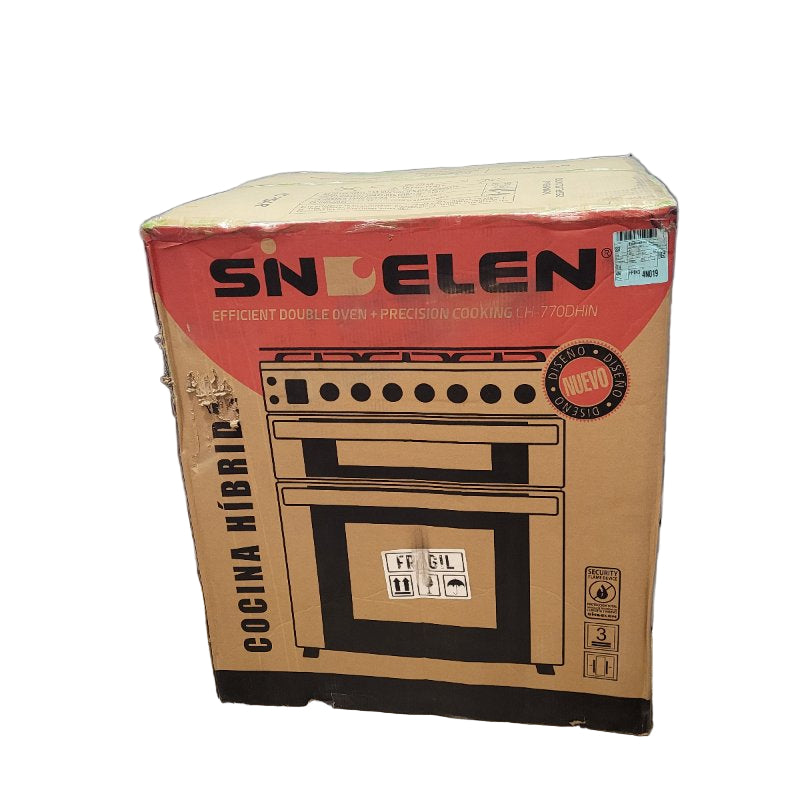 Cocina Hibrida Doble Horno 5 Quemadores Sindelen Ch-770dh Gris/ Negro