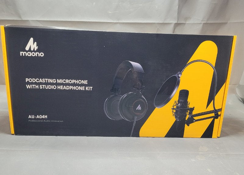 Microphono Para Podcasting Con Kit De Arriculares Para Estudio Maono Au-Aoah Negro