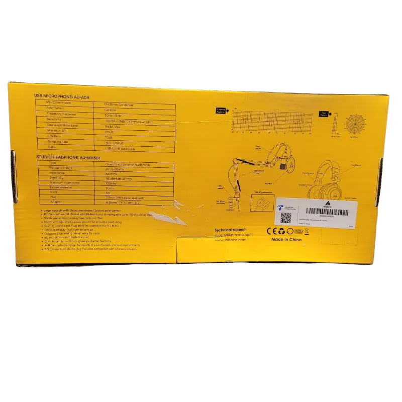 Microphono Para Podcasting Con Kit De Arriculares Para Estudio Maono Au-Aoah Negro