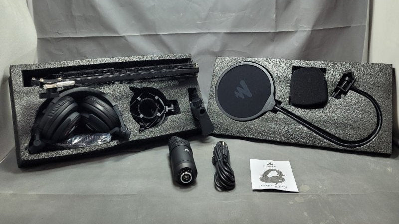 Microphono Para Podcasting Con Kit De Arriculares Para Estudio Maono Au-Aoah Negro