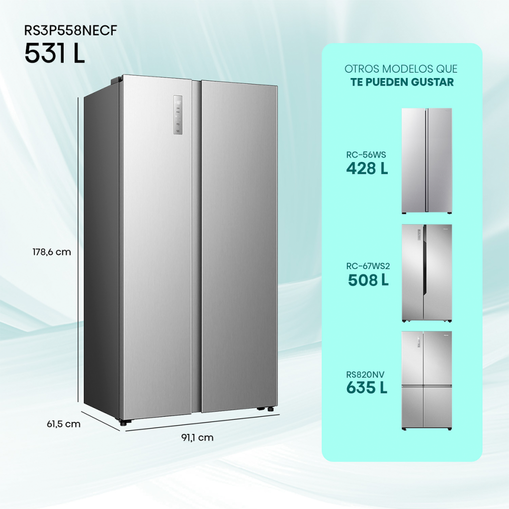 Refrigerador Hisense RS3P558NECF Inox 531 Litros