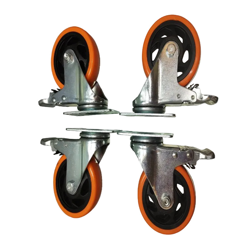 Juego De 4 Ruedas Giratorias De Poliuretano 4 Pulgadas Con Freno 1200 Lb