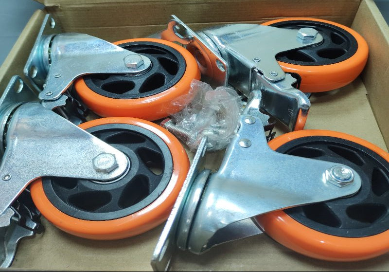 Juego De 4 Ruedas Giratorias De Poliuretano 4 Pulgadas Con Freno 1200 Lb