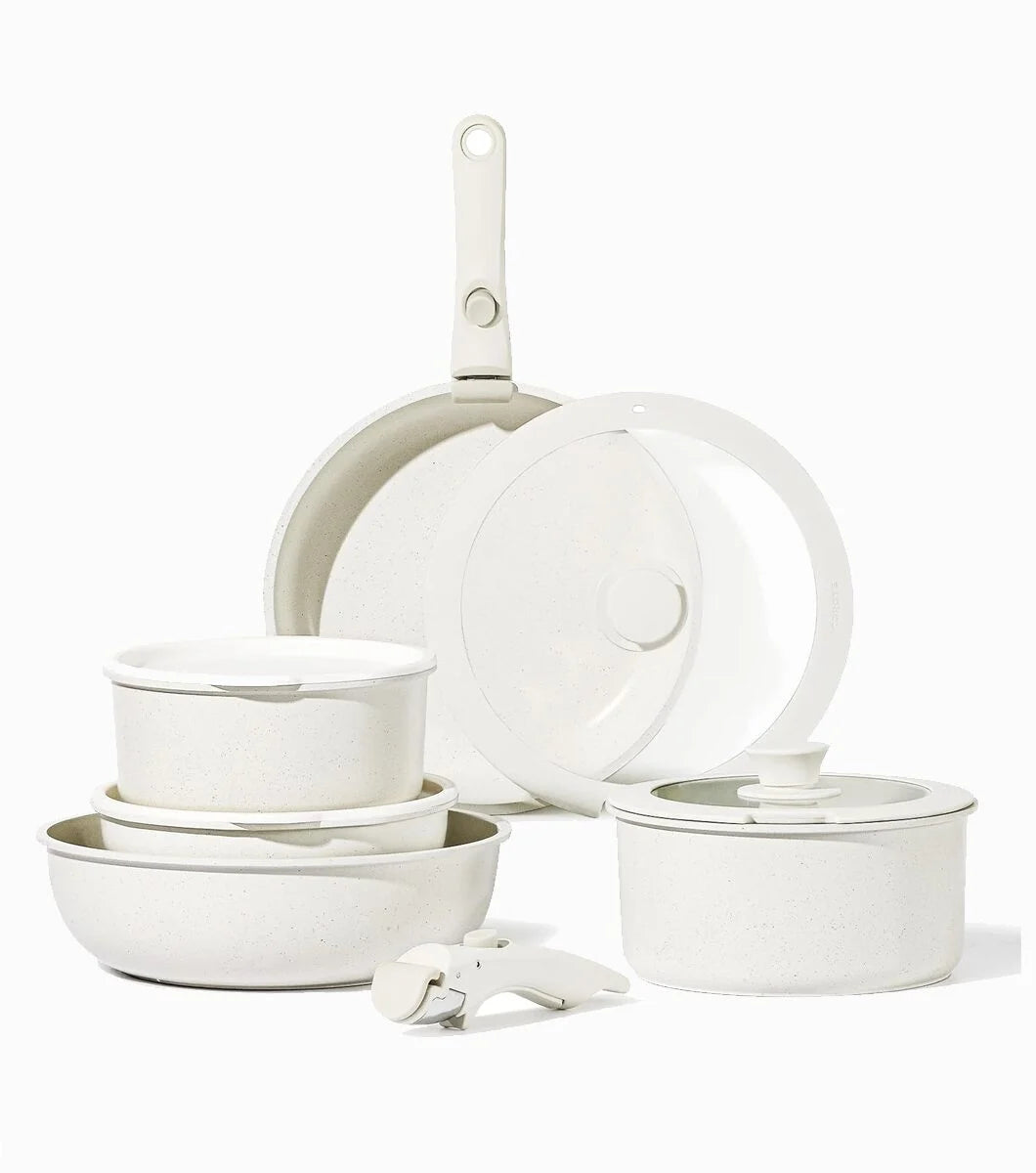 Juego de Batería Haussen Infini con Mango Removible 11 Piezas, Blanco