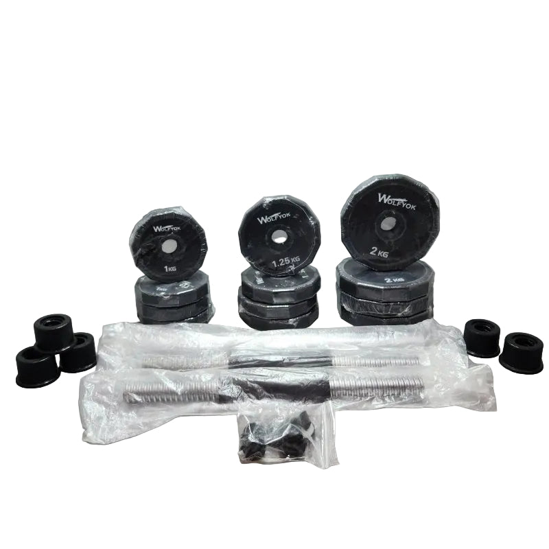 Dumbbell Barbell Set 20 Kg Wolfyok 1kg/1.25kg/2 Kg Negro