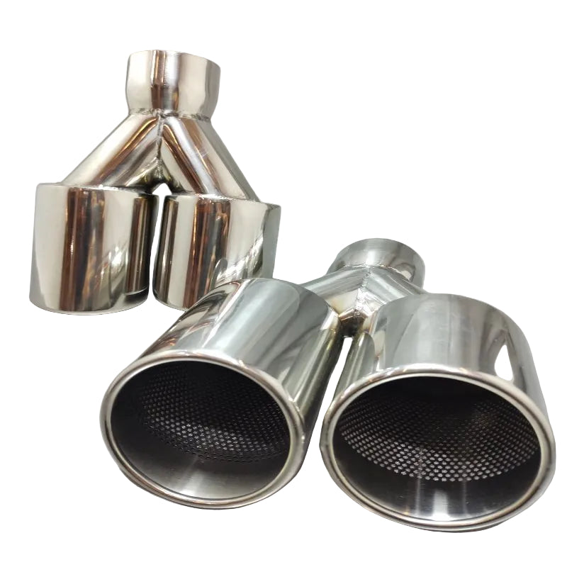 Punta De Escape Doble Jinsatiny Performance Entrada 2.5" Salida 3.5"X2 Longitud 10" Acero Inoxidable Pulido