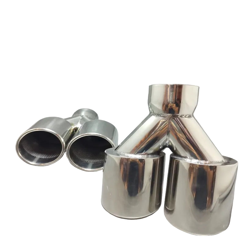 Punta De Escape Doble Jinsatiny Performance Entrada 2.5" Salida 3.5"X2 Longitud 10" Acero Inoxidable Pulido