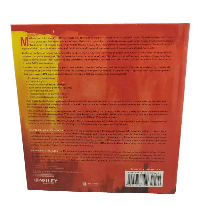 Modern Portfolio Theory Jack Clark Francis Dongcheol Kim