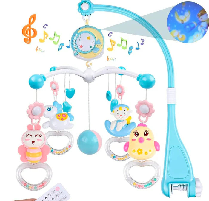 Movil Giratorio De Bebe Generico Sonajeros Desmontables Azul