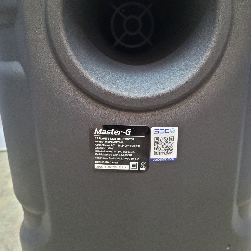 Parlante Bluetooth Karaoke Master-G Phantom 8"X2 16.000 Watts