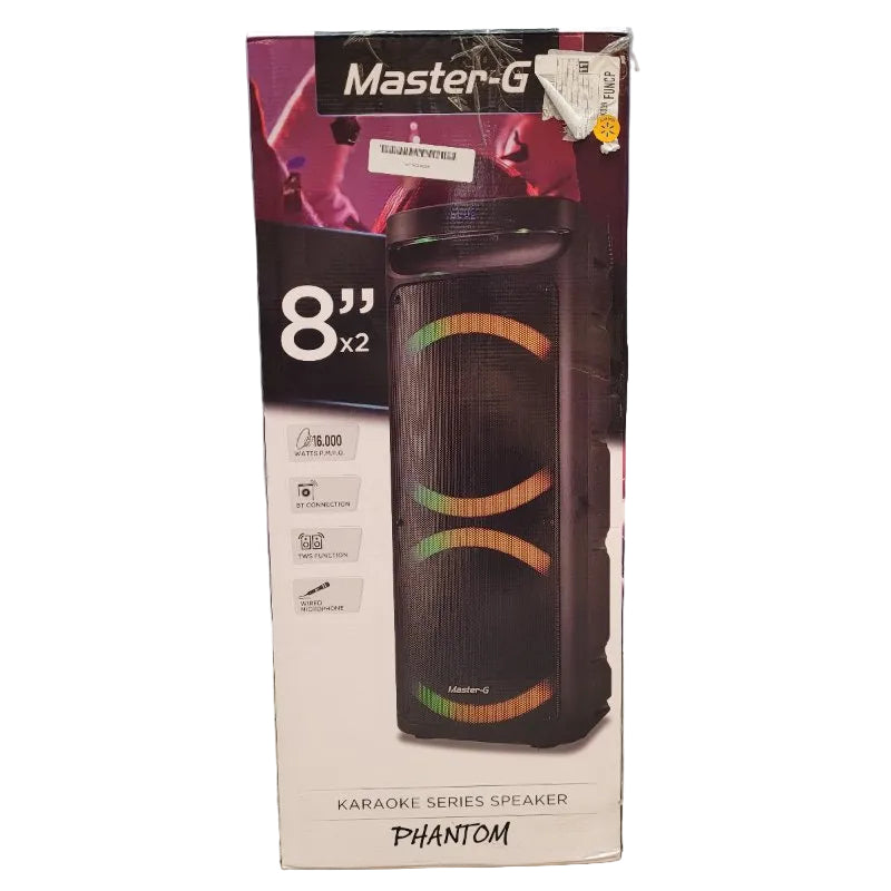 Parlante Bluetooth Karaoke Master-G Phantom 8"X2 16.000 Watts