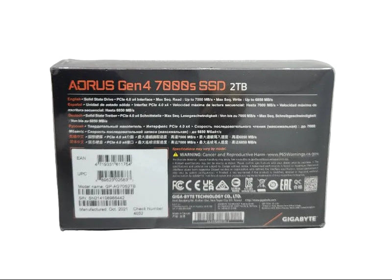 Unidad Ssd Aorus Gen 4 7000s 2tb