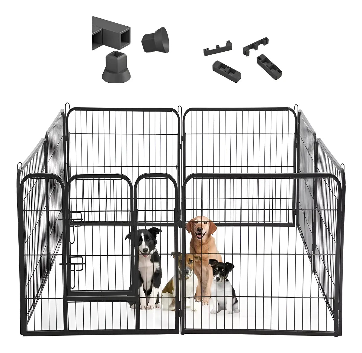 Corral para Mascotas Jaula de Perros y Gatos Valla 6 Paneles Negro