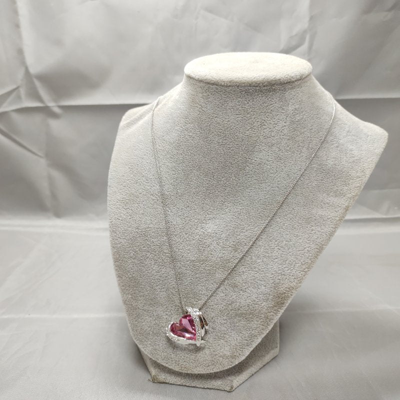 Collar De Plata Cde Angel Rosa Cristales Del Bosque