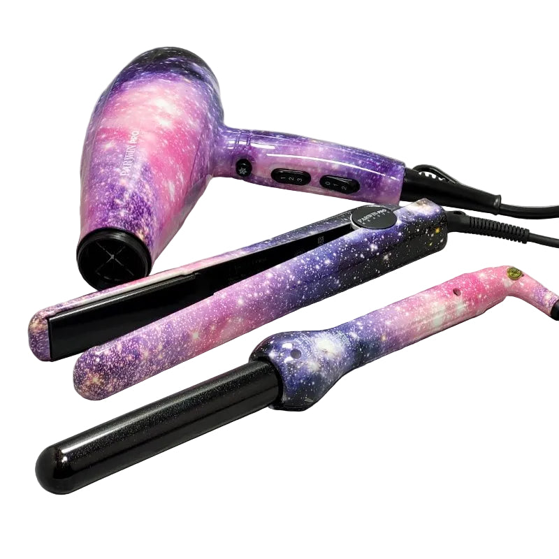 Set Secador + Alisador Parwin Pro Beauty 3 En 1 Galaxia 3 Piezas