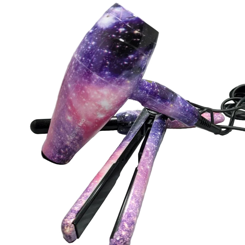 Set Secador + Alisador Parwin Pro Beauty 3 En 1 Galaxia 3 Piezas
