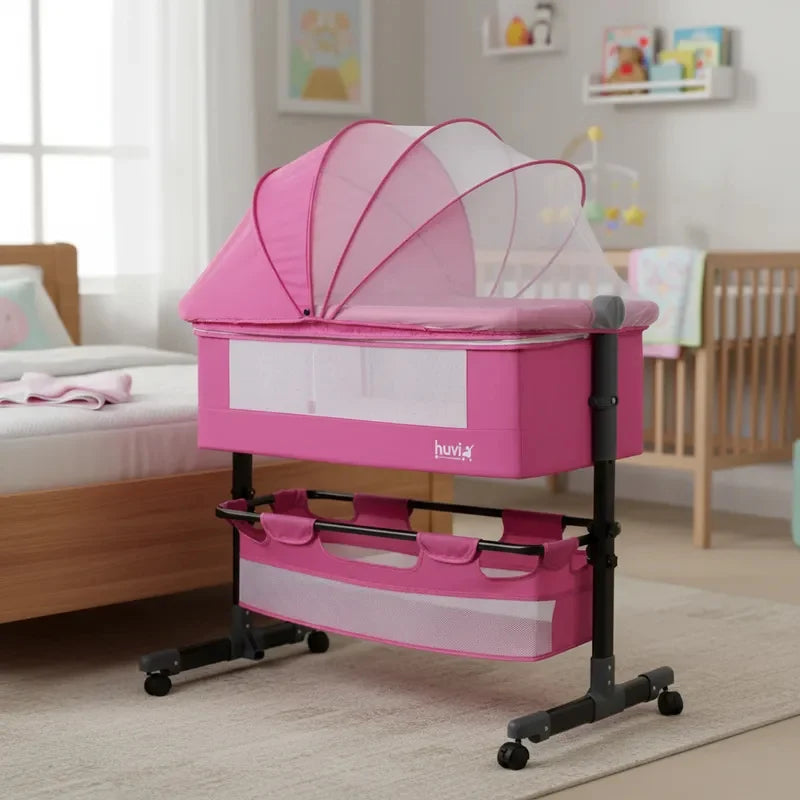 Cuna Colecho Bebesit Hovi Cozy con Colchón y Mosquitero, Rosado
