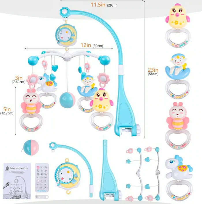 Movil Giratorio De Bebe Generico Sonajeros Desmontables Azul