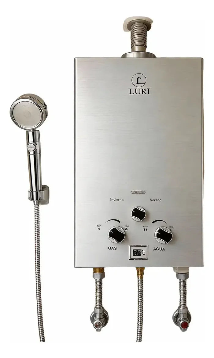 Calefón a Gas Licuado LPG Luri XHBS02 Plata 10 Litros
