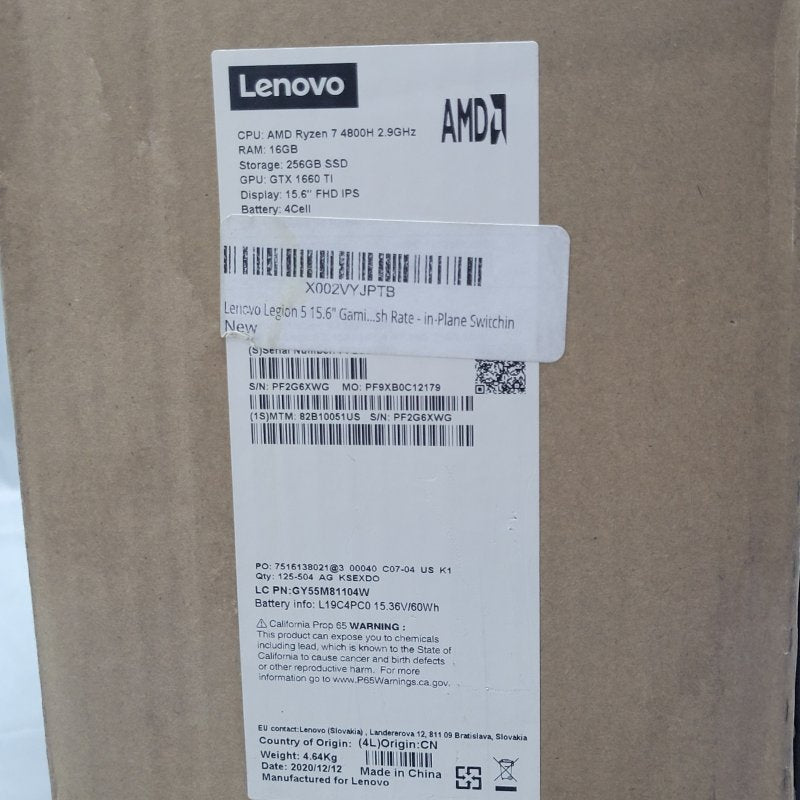 Laptop Gaming Legion 5 15.6" Lenovo Amd Ryzen 7 Gtx 1660 Ti 4800h 2.9ghz 15.6" Fhd Ips 256gb Ssd