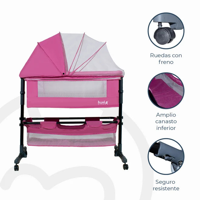 Cuna Colecho Bebesit Hovi Cozy con Colchón y Mosquitero, Rosado