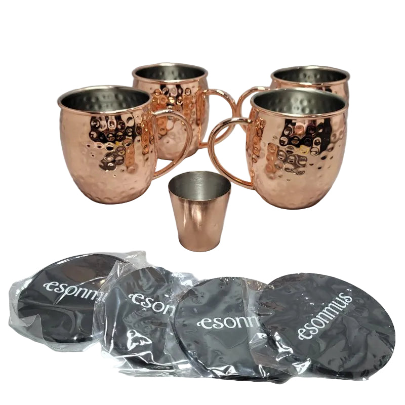 Set de 4 Vasos Moscow Mule de Cobre Premium 500 ml - Esonmus