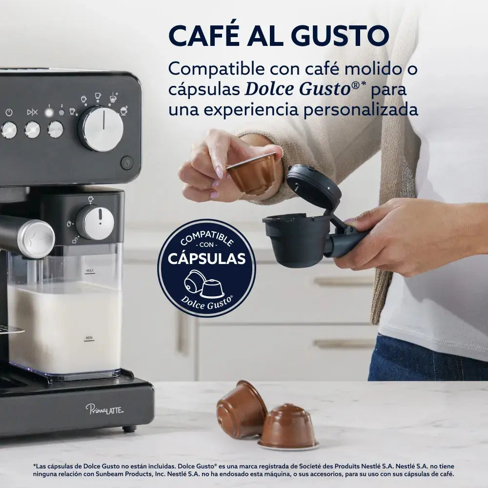 Cafetera Espresso Prima Latte Oster BVSTEM6604BK 220V, Negro