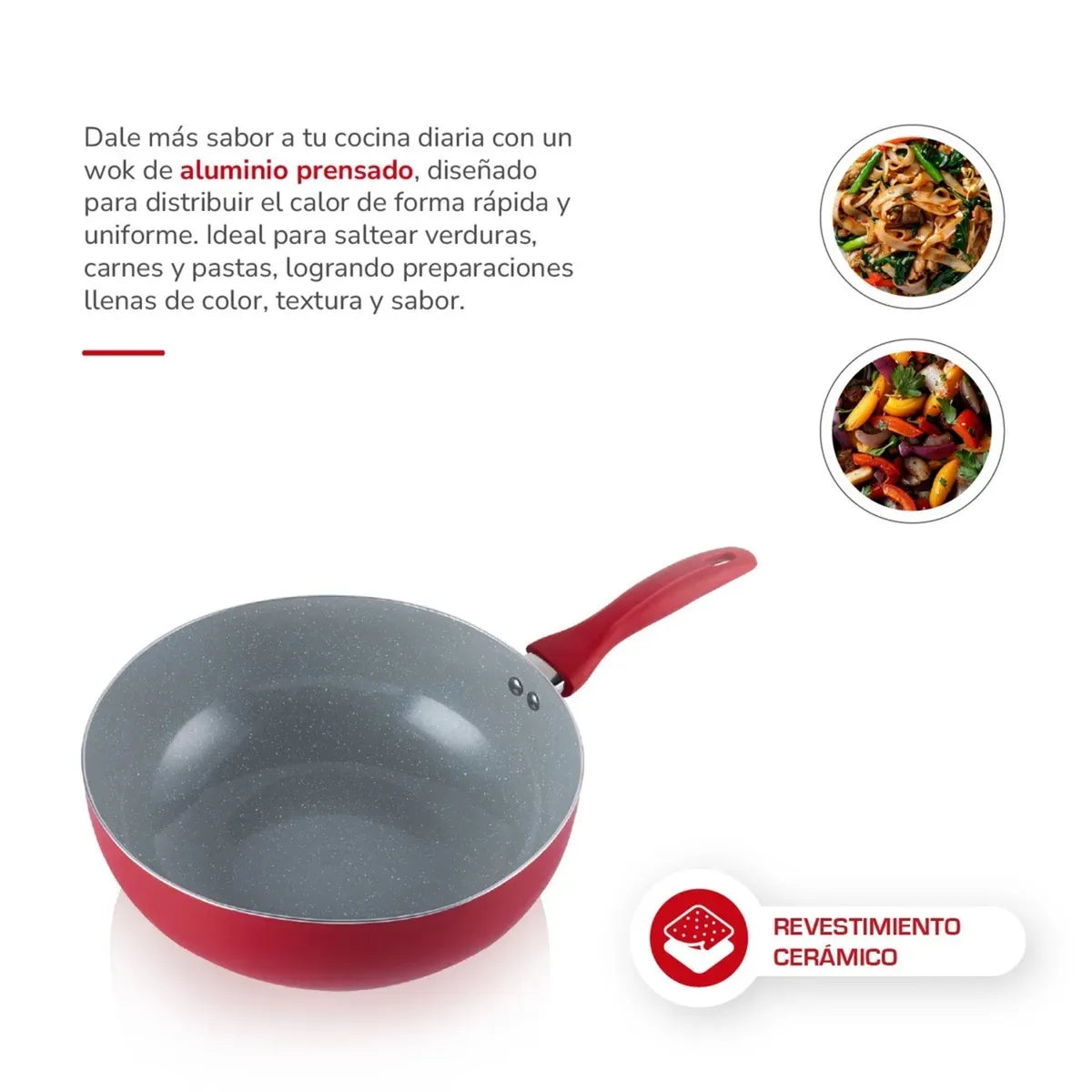 Wok Chef Aluminio Prensado Thomas TH-MWK28R 28 cm