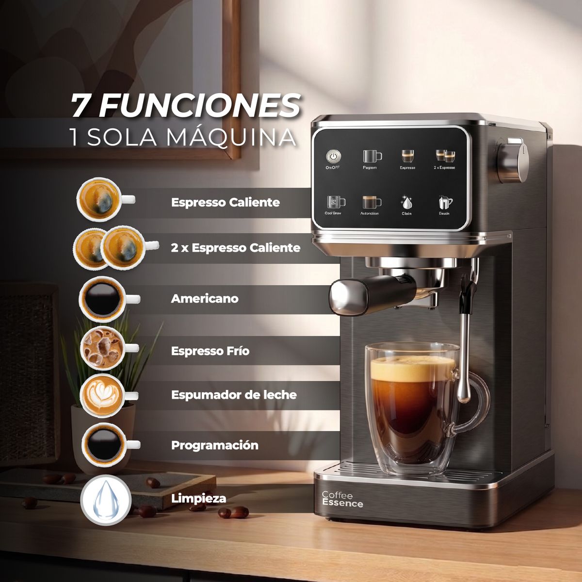 Cafetera Espresso Kitchen-IT 7 en 1 Multifunción