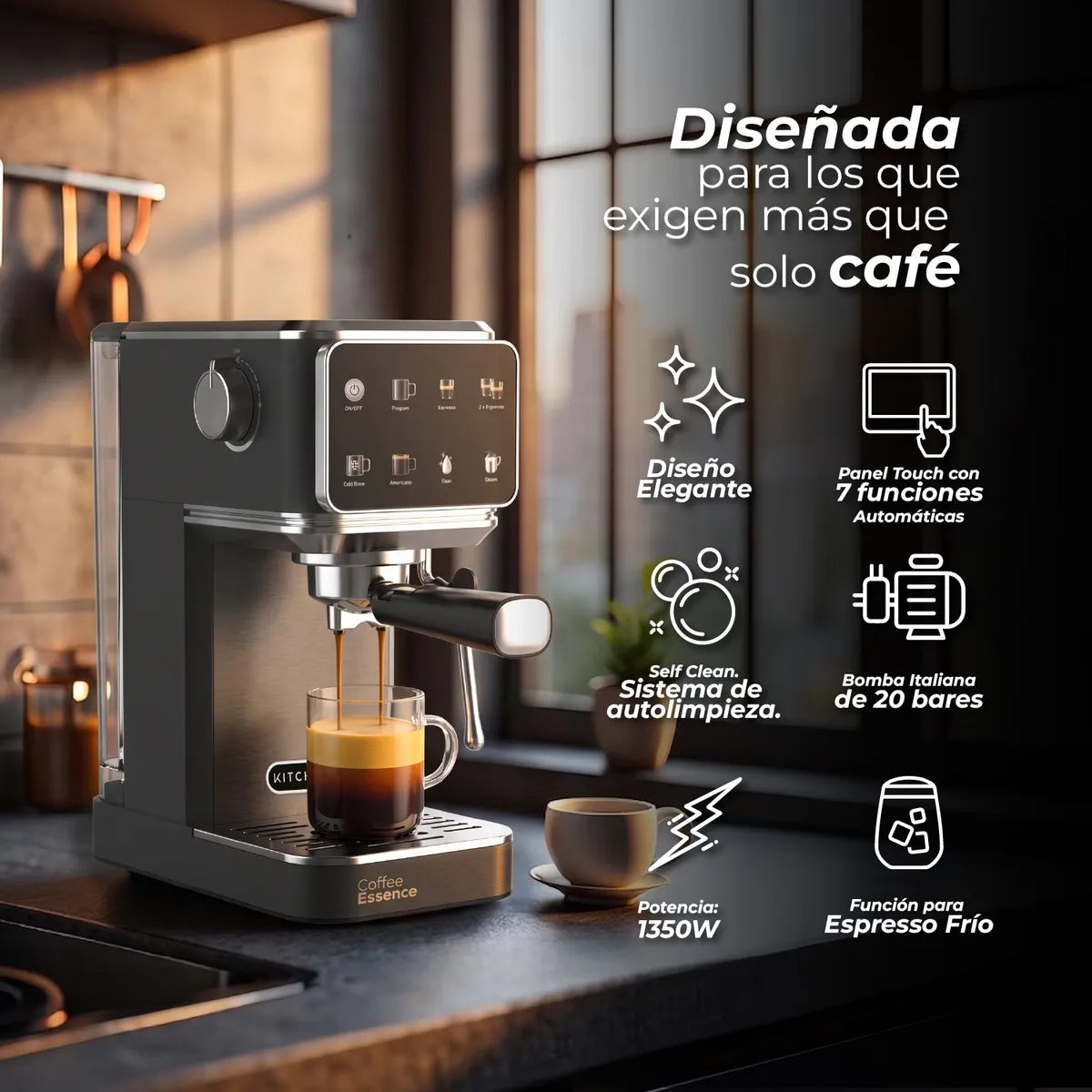 Cafetera Espresso Kitchen-IT 7 en 1 Multifunción