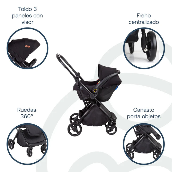 Coche Bebesit Travel System Swift 360 Negro