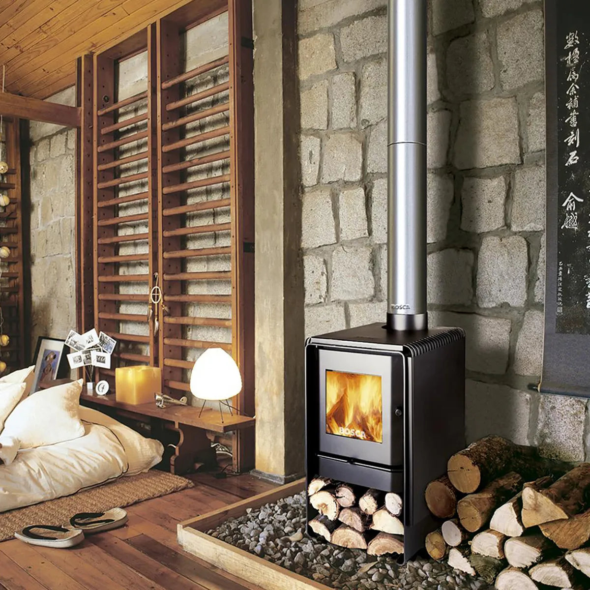 Calefactor a Leña Bosca Eco 360 Negro