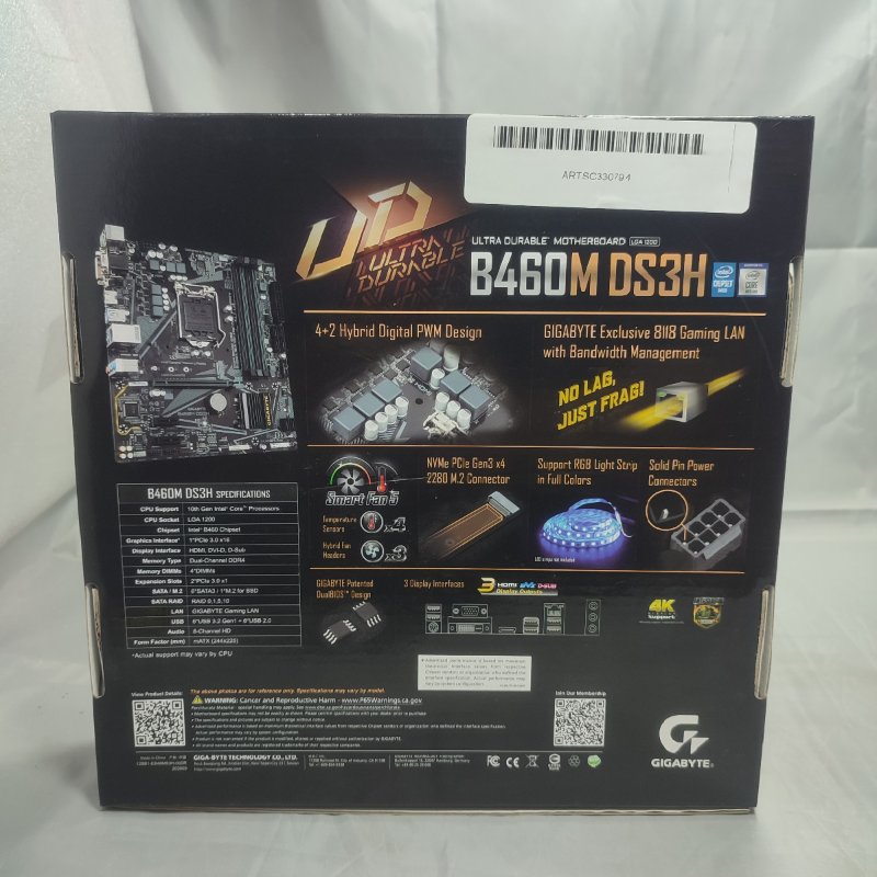 Placa Madre Gigabyte B460M DS3H Black