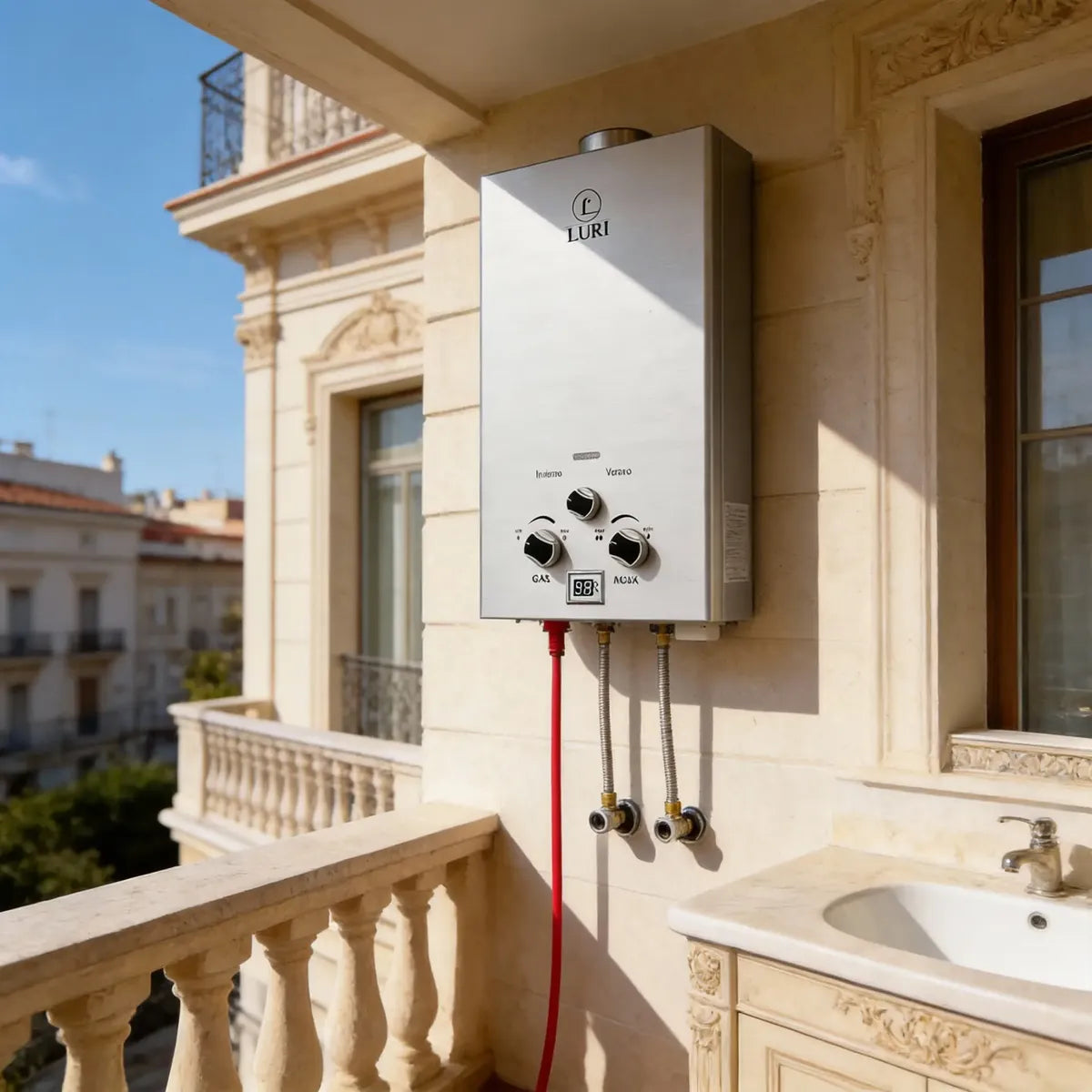 Calefón a Gas Licuado LPG Luri XHBS02 Plata 10 Litros