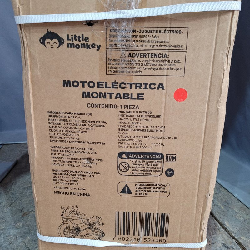 Motocicleta Eléctrica Little Monkey 48826 Verde, Blanco y Rojo
