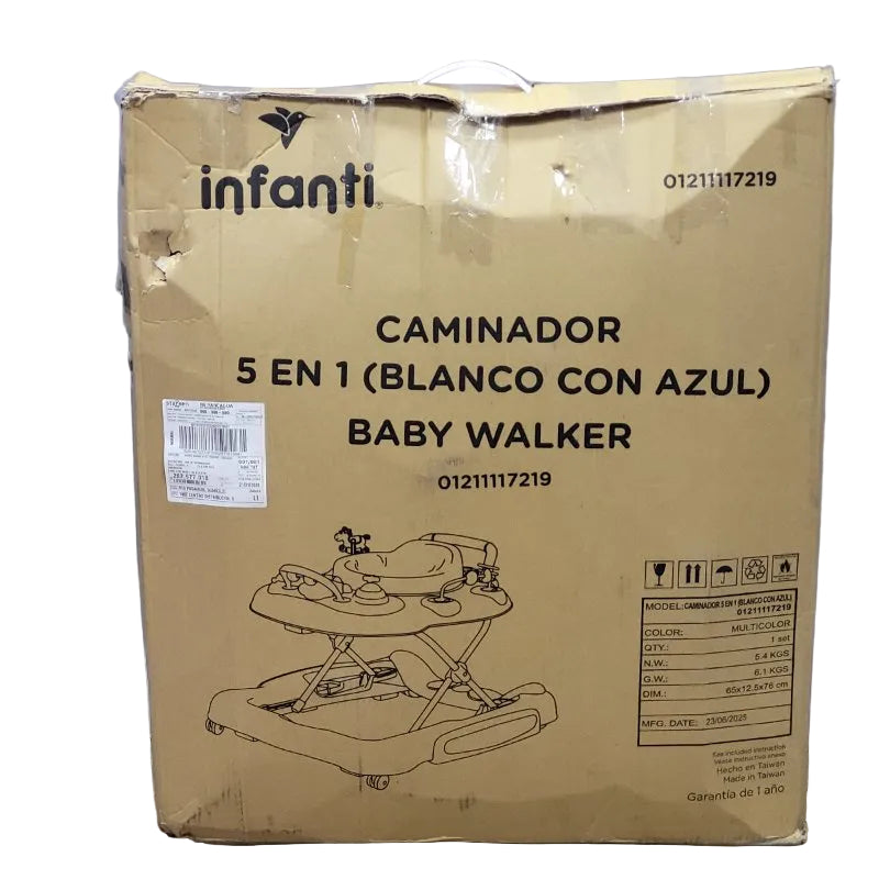 Andador 5 en 1 Infanti Baby Walker Blanco con Azul