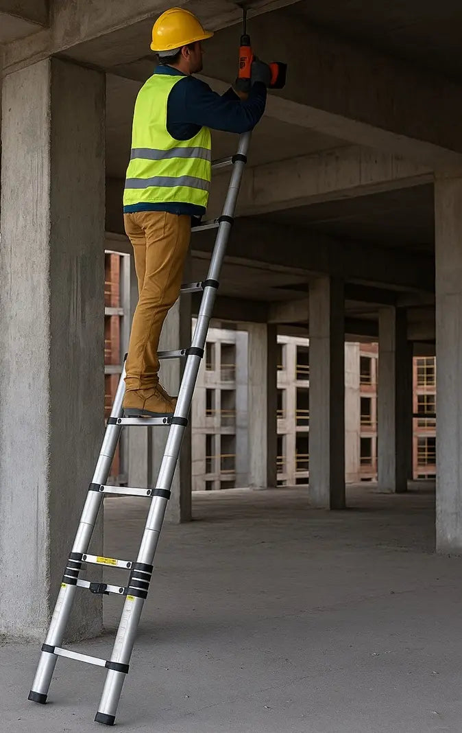 Escalera Telescópica Vaelora Retráctil de Aluminio 3.8m, Capacidad 150kg