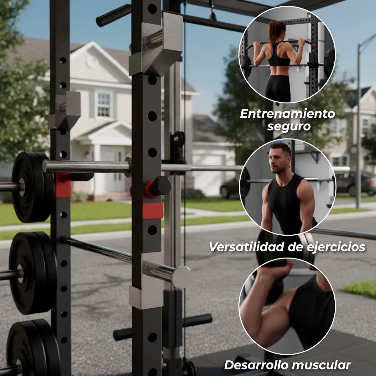 Jaula Multifuncional Power Rack R300 Gym con Polea Elite-1095