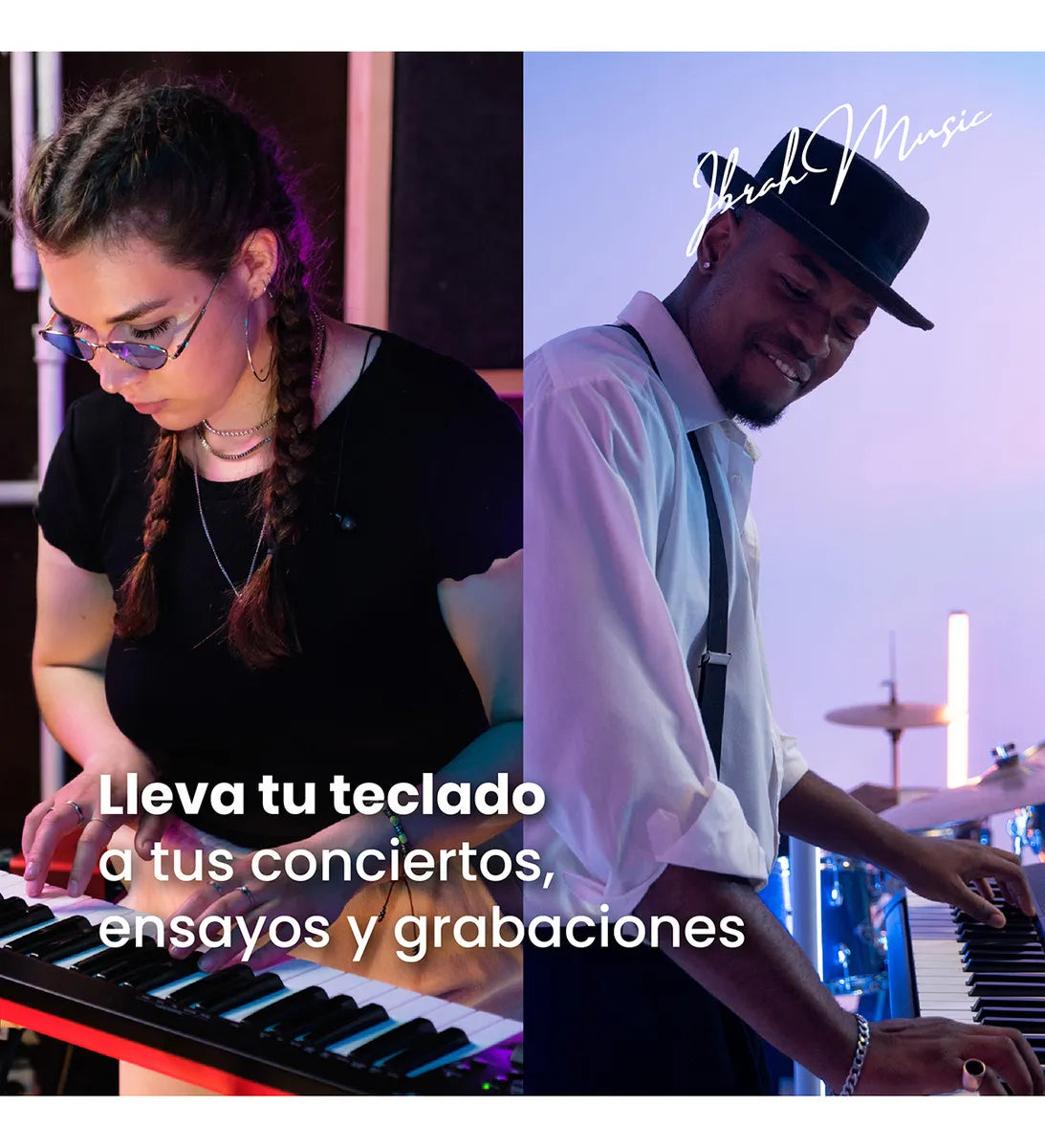 Teclado Electrónico Ibrahim Music 61 Teclas Negro con Atril y Funda