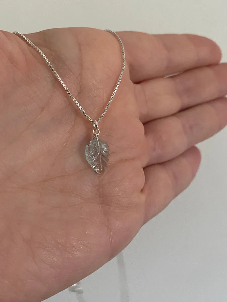 Collar De Plata Piedra Natural Mahut Joyas Aguamarina Tallada Celeste Femenino