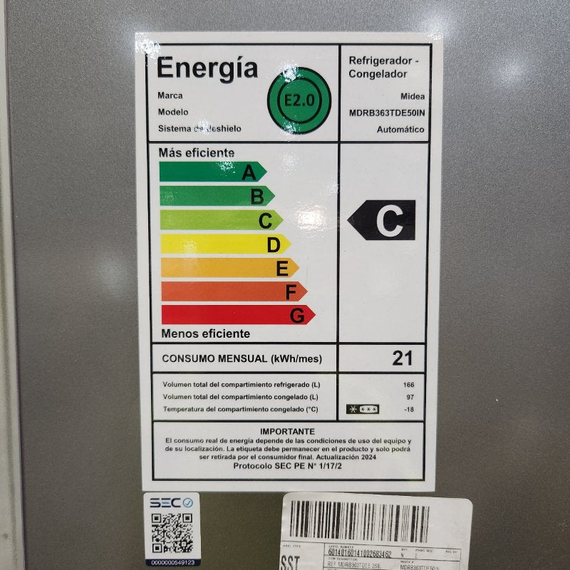 Refrigerador Midea MDRB363TDE50IN Gris 263 Litros