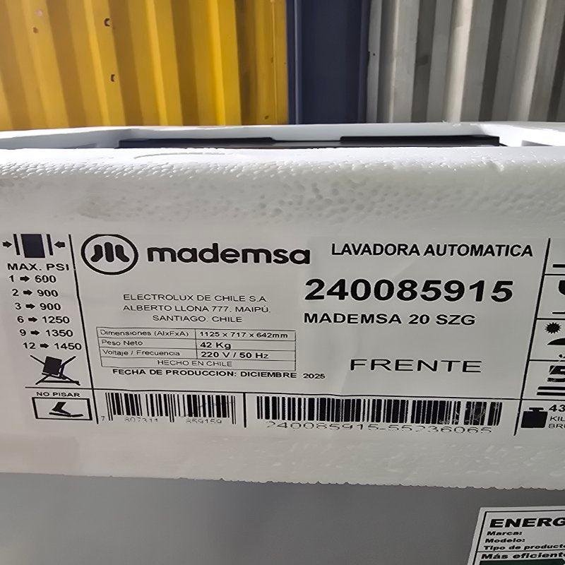 Lavadora Automática Mademsa 20SZG Inox 20 kg