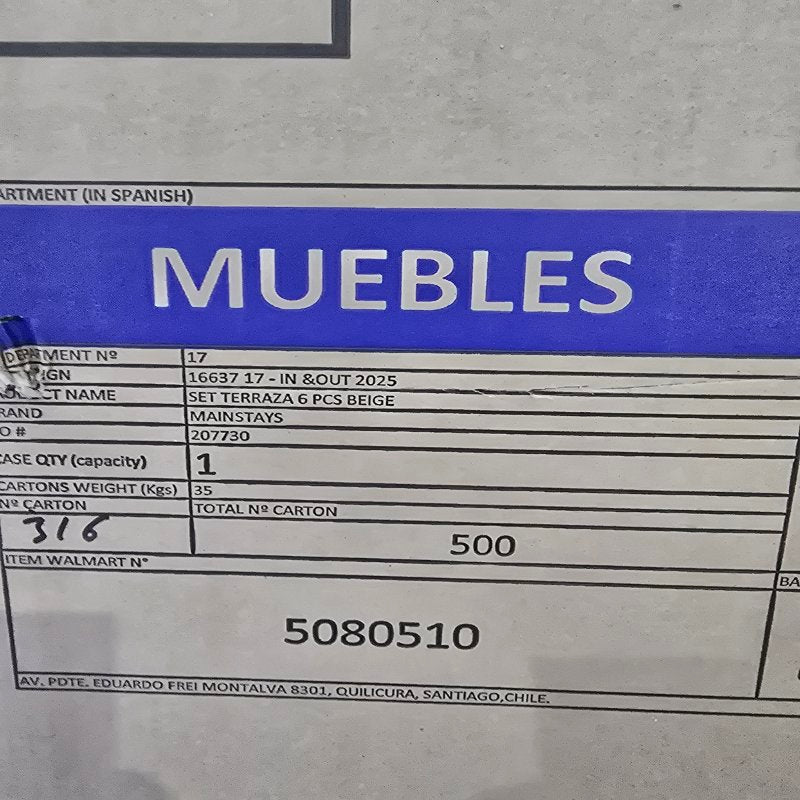 Set de Terraza Mainstays 6 Piezas Beige