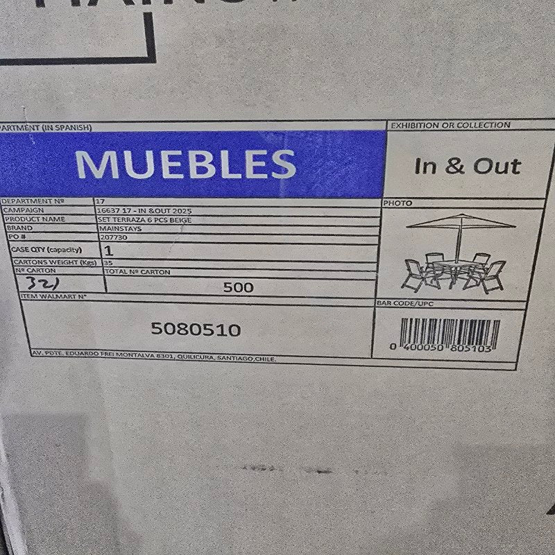 Set de Terraza Mainstays 6 Piezas Beige